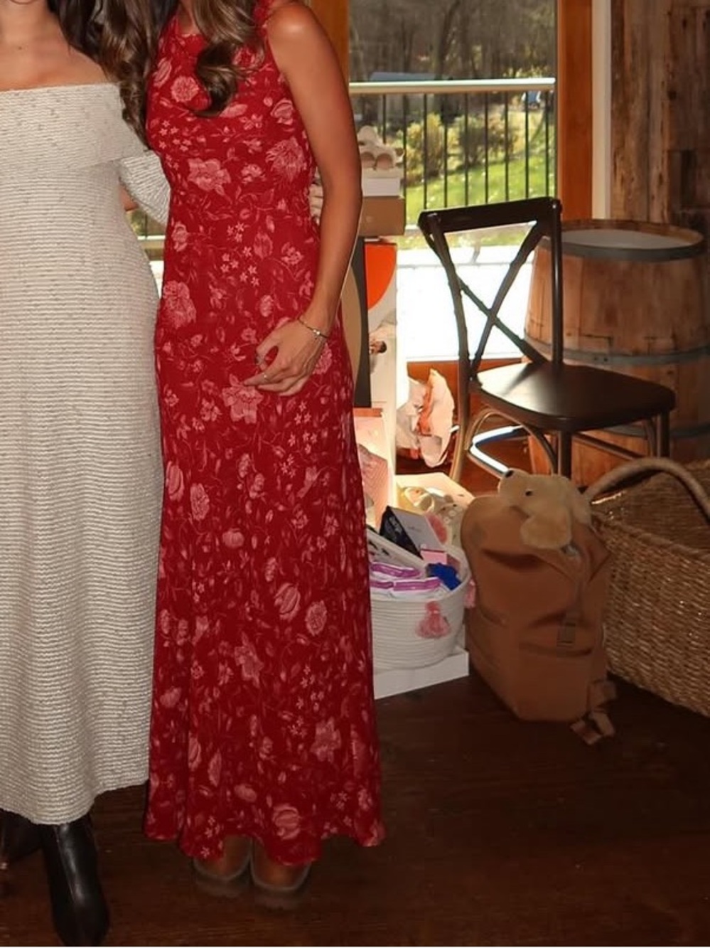 Sleeveless Floral Maxi Dress in Deep Red - Picture 4 of 4